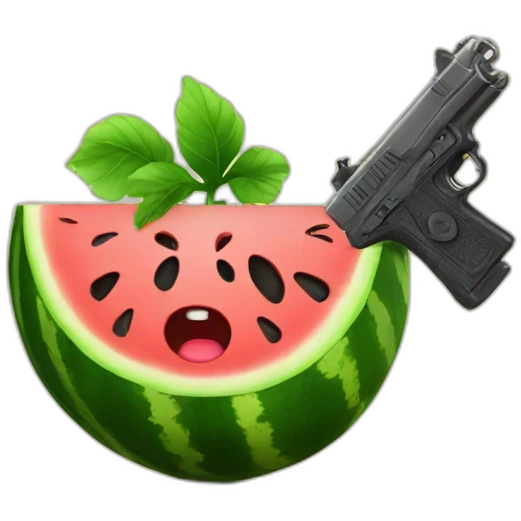 watermelon with gun emoji