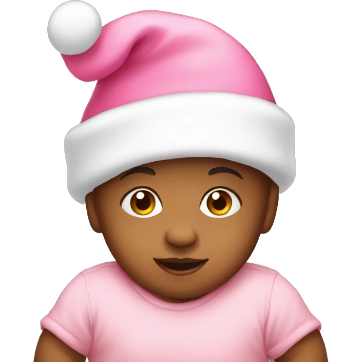 baby wearing pink santa hat emoji