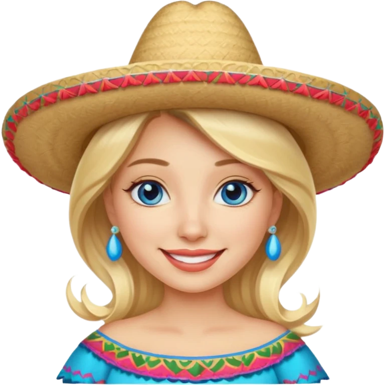 Blonde in a Mexican sombrero with blue eyes emoji