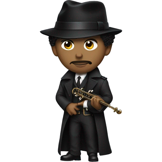 the musician prince as a detective, wearing black emoji