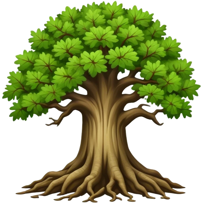 An ancient oak tree with deep roots emoji