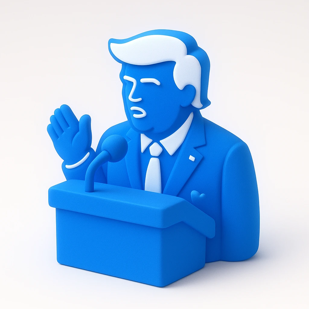 Donald Trump speaking at a rally emoji