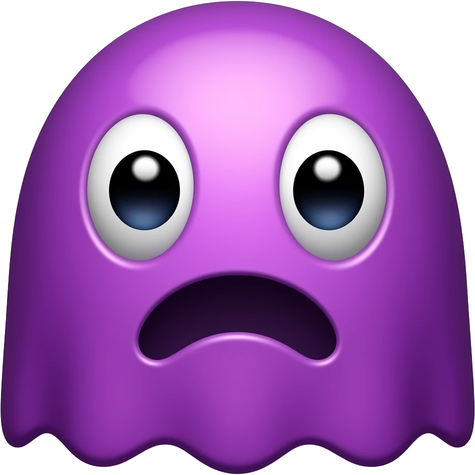 Bright Violet Pacman vulnerable ghost character with big eyes and mouth emoji
