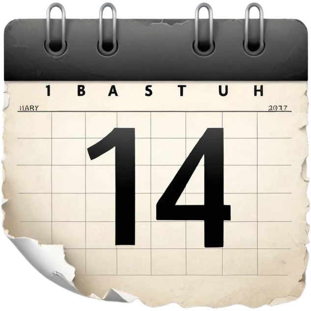 calendario com uma folha de numero 14 emoji