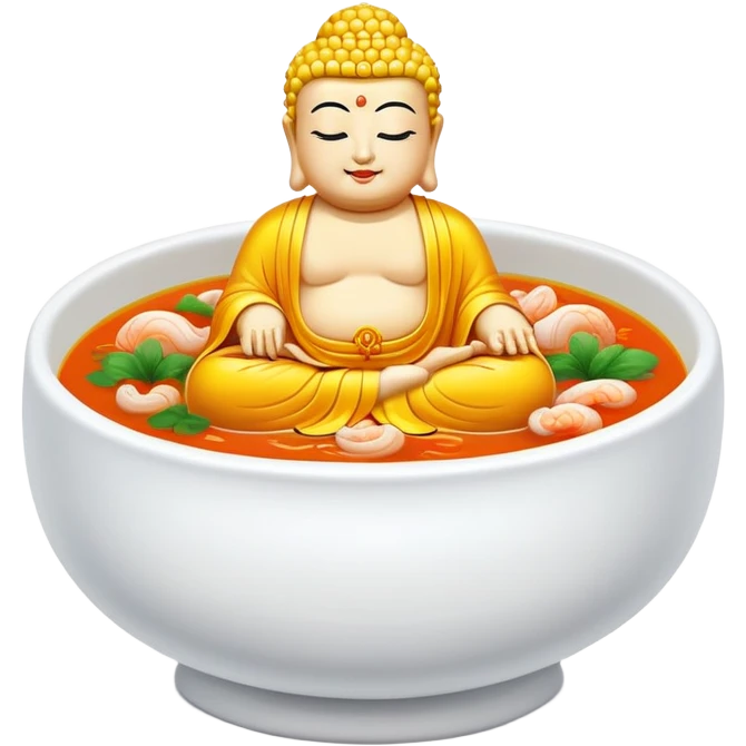 Buddha Jumps Over the Wall luxury soup with seafood and premium ingredients, simplified emoji style with bold outlines and bright colors, cartoon style famous Chinese delicacy emoji