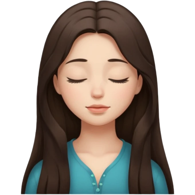 closed eyes long hair brunette girl emoji