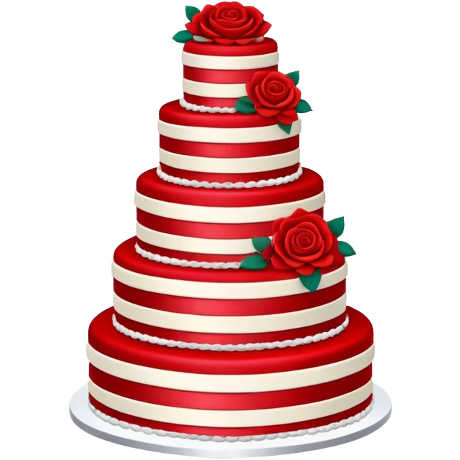 Solid red wedding cake with red roses, all elements red colored emoji