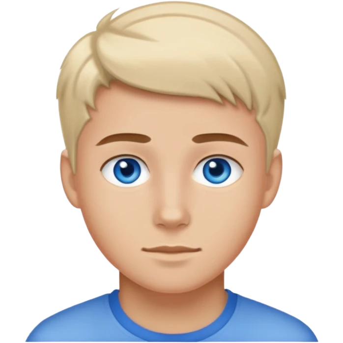 18 year old with light tan skin blue eyes short combed hair  emoji