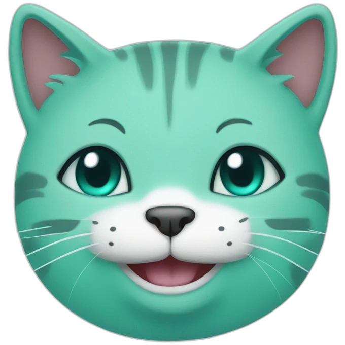 Turquoise cat smile emoji