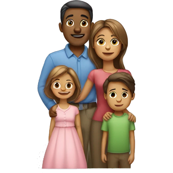 familia papa, mama, 2 hermanos y 1 hermana emoji