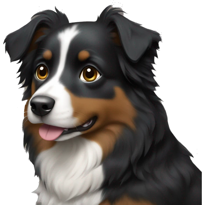 Small black australian shepherd dog with armor emoji