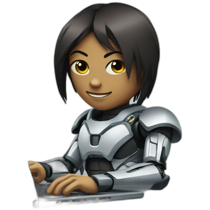 teen titan cyborg using laptop emoji