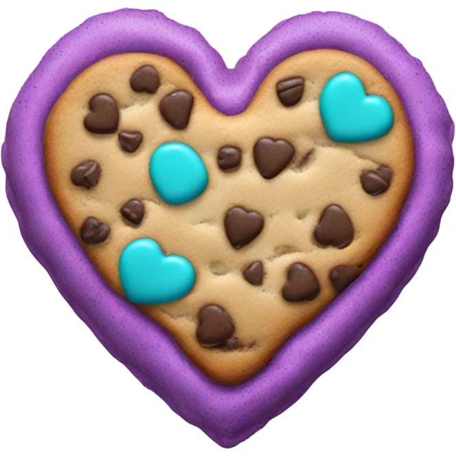 Purple teal chocolate chip heart cookie emoji