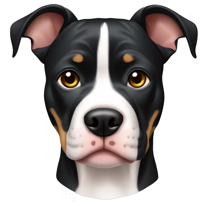 black tri color pitbull with cropped ears emoji