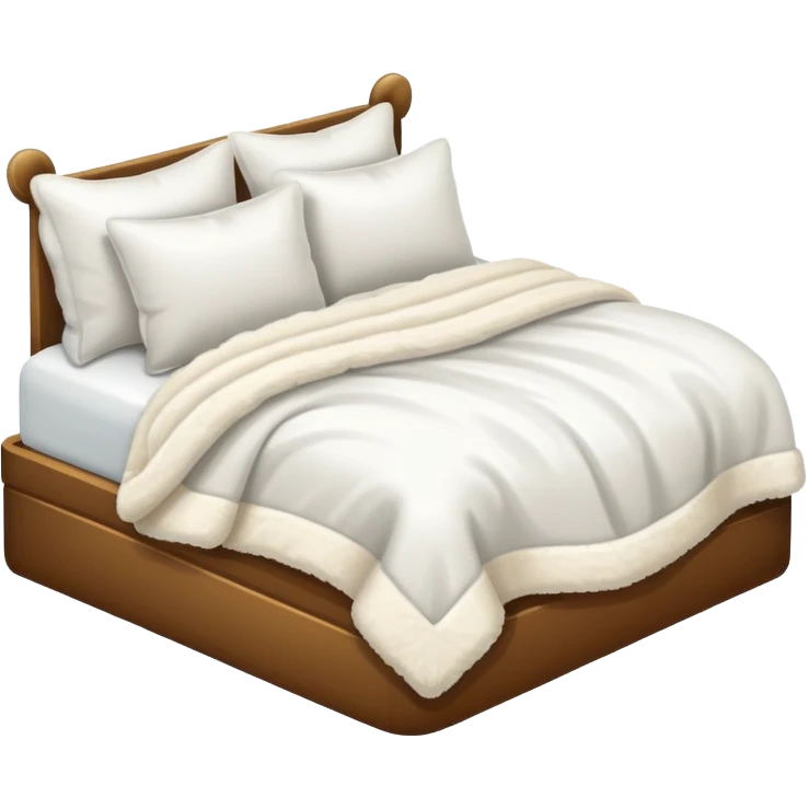 A comfortable bed with pillows and blanket emoji