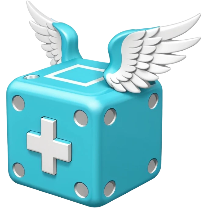 Number cyan 67 Lucky Block with white wings  emoji