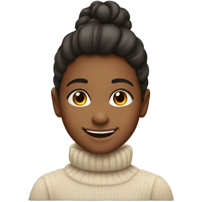 smiling girl in turtleneck sweater emoji