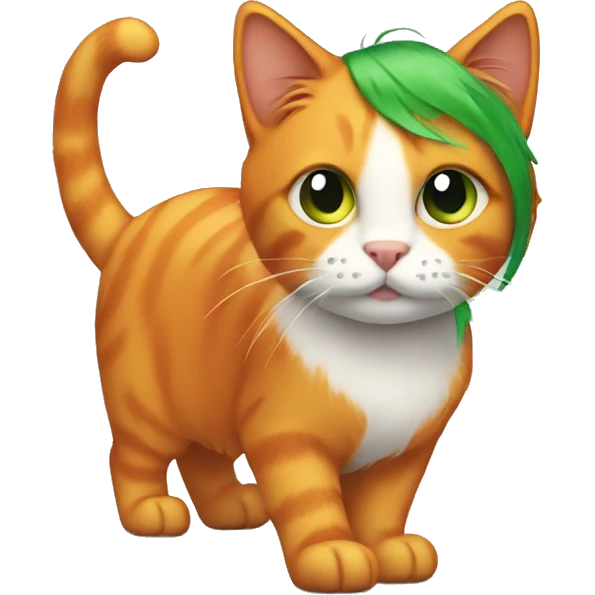 orange cat with green hair  emoji