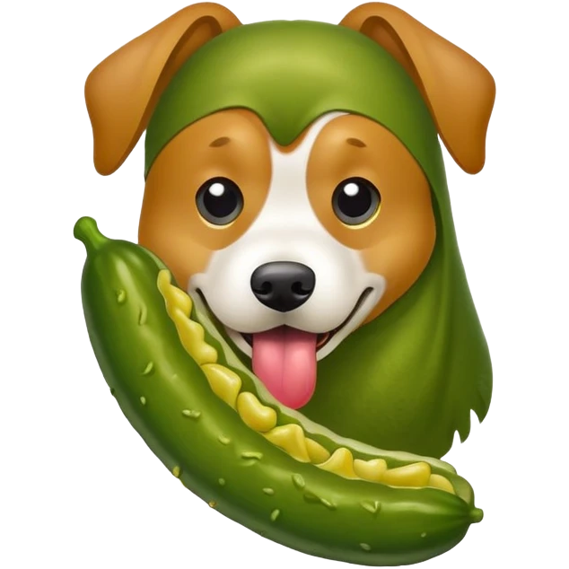 dog eating pickle emoji