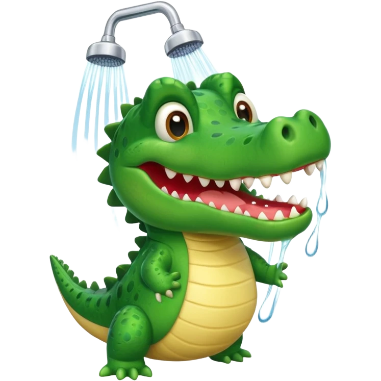 Cute crocodile is showing under the shower like game Where's my water emoji