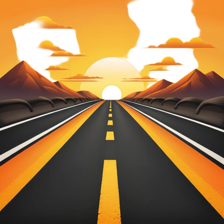 road with sunset emoji