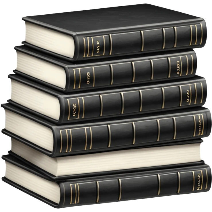 5 black and white books emoji