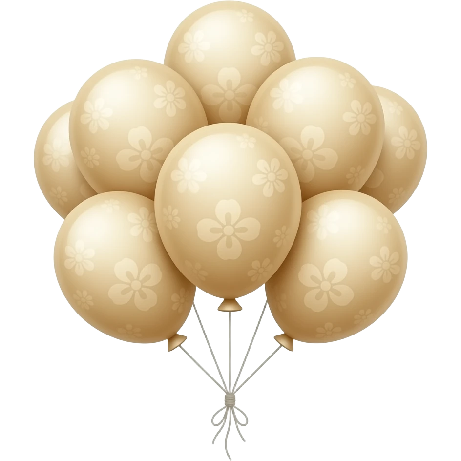 Cinematic realistic looking beige birthday ballons emoji
