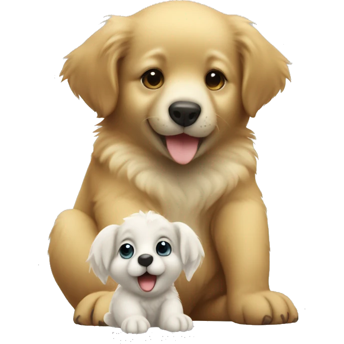 Small cute koala and small cute golden retriever puppy emoji