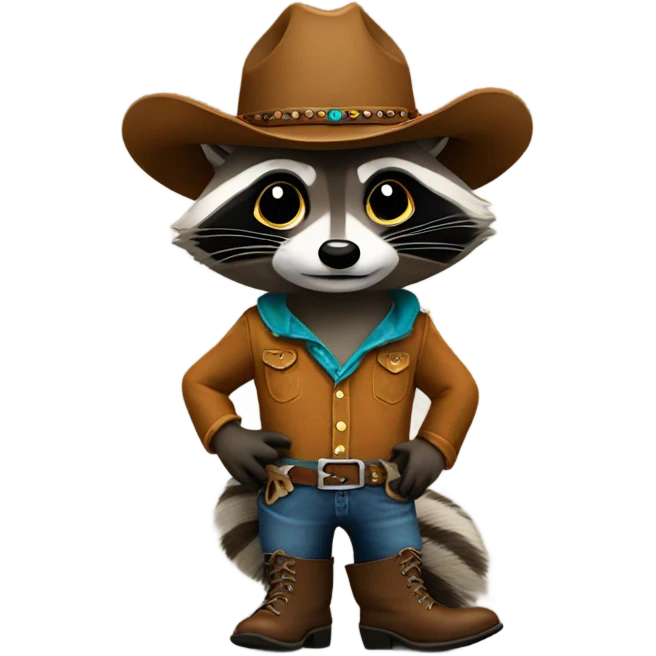 Raccoon wearing cowboy boots  emoji