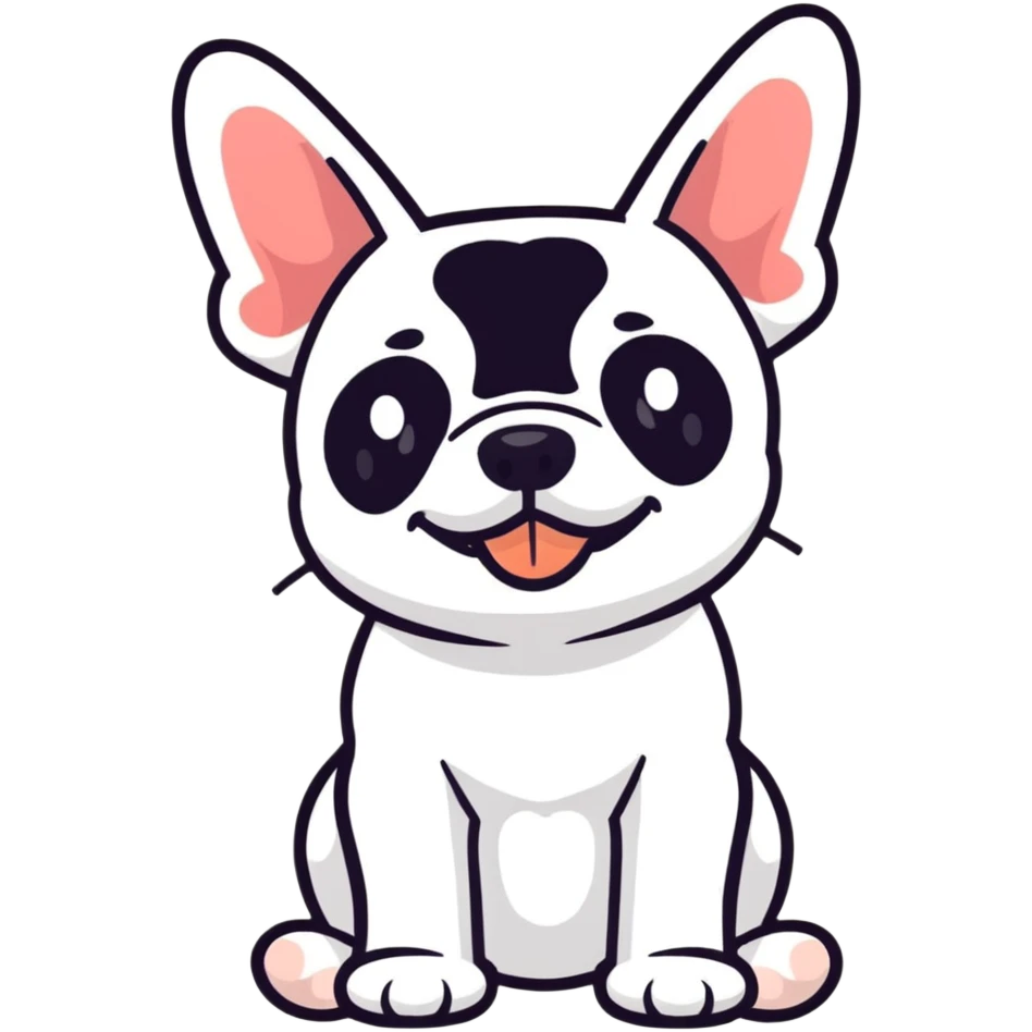 White Frenchie as an eater bunny  emoji