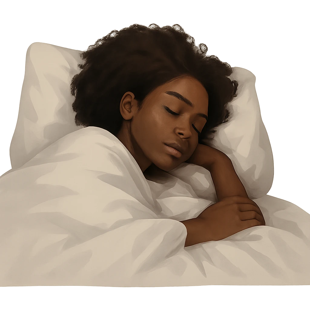 dark skin girl sleeping under covers emoji