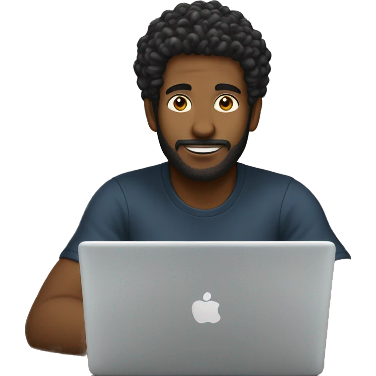 homem cabelo preto usando um notebook emoji