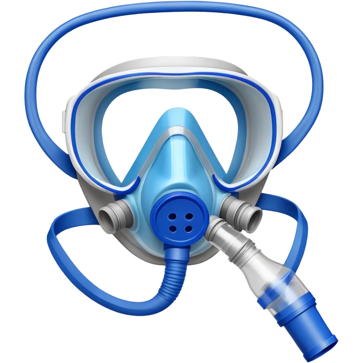 Close-up of blue VO2 max testing mask with breathing tubes and valves, no person wearing it emoji
