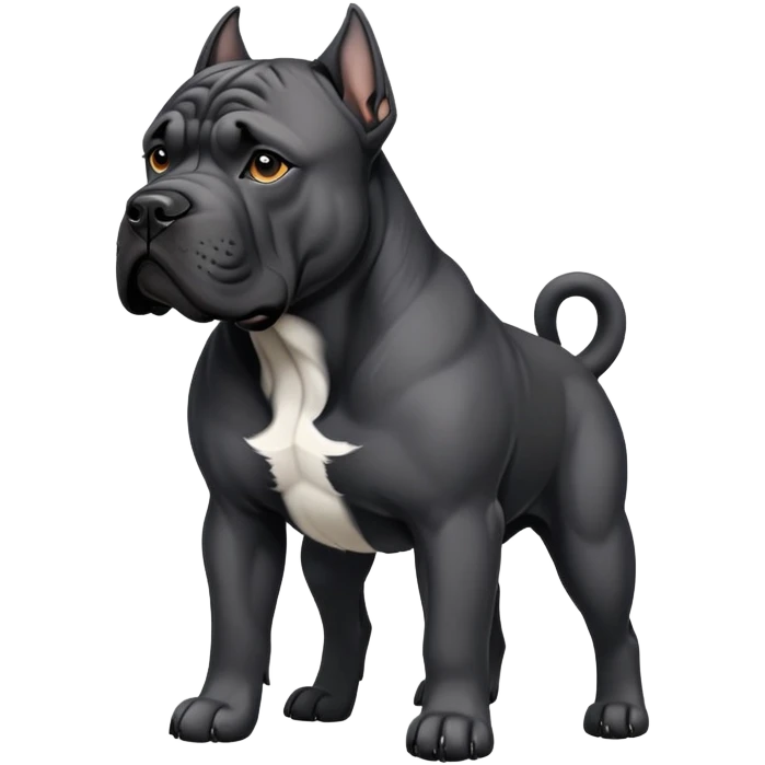 black Cane Corso dog with cropped ears and short tail emoji