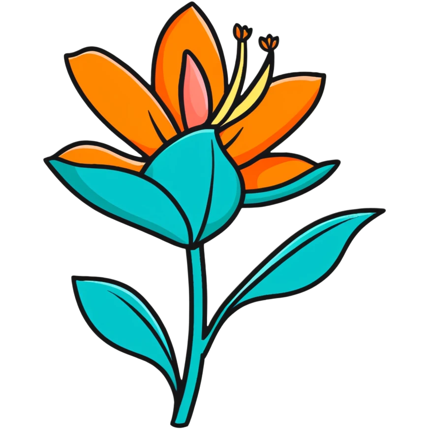 vibrant tropical flower with teal and orange colors emoji