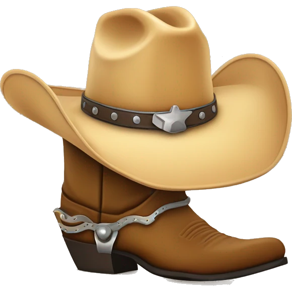 cowboy boot with spurs and a cowboy hat on top emoji