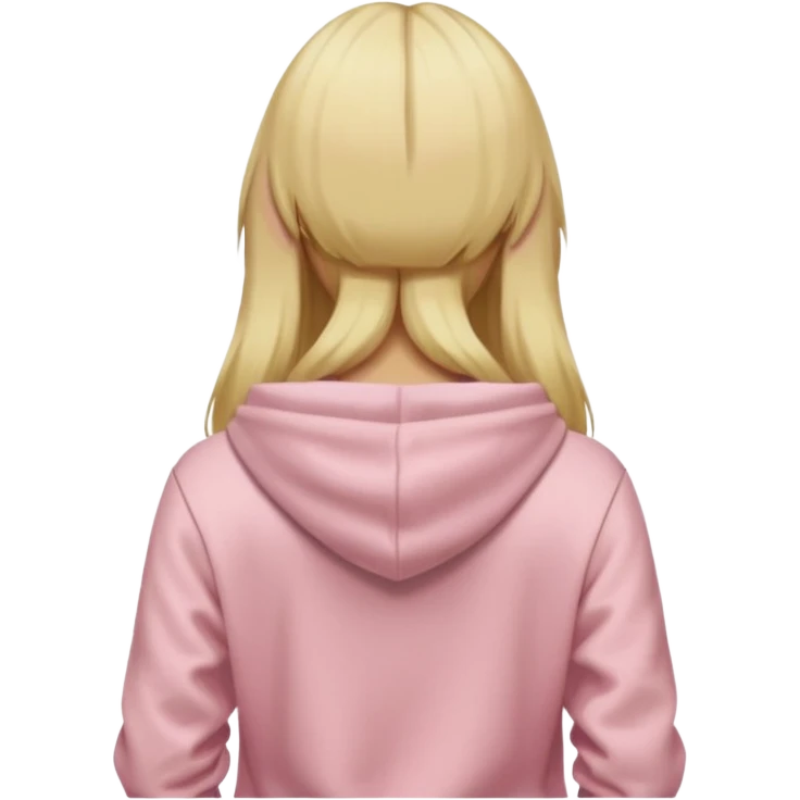 back view of a blonde with long hair, in light pink hoodie emoji
