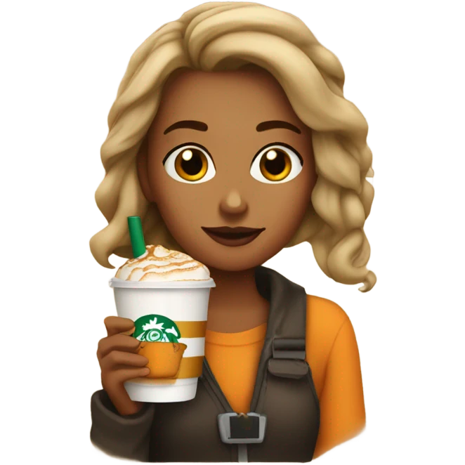 Girl emoji drinking pumpkin spiced latte from Starbucks  emoji