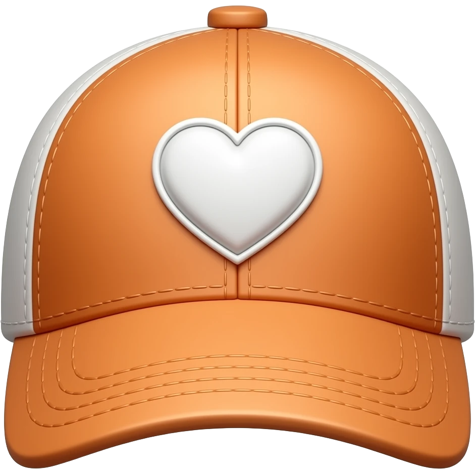 Orange trucker hat with heart on the front  emoji