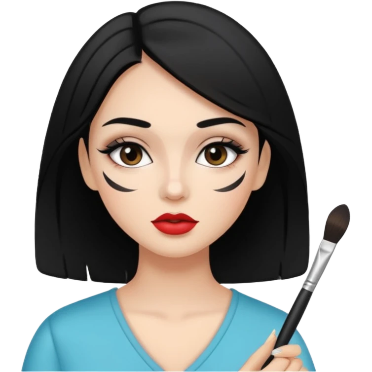메이크업 해주고 있는 검정색 머리의 여성 emoji