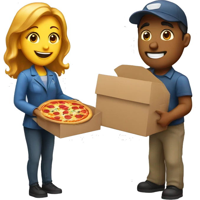 A female customer handing a pizza back to the pizza delivery man emoji