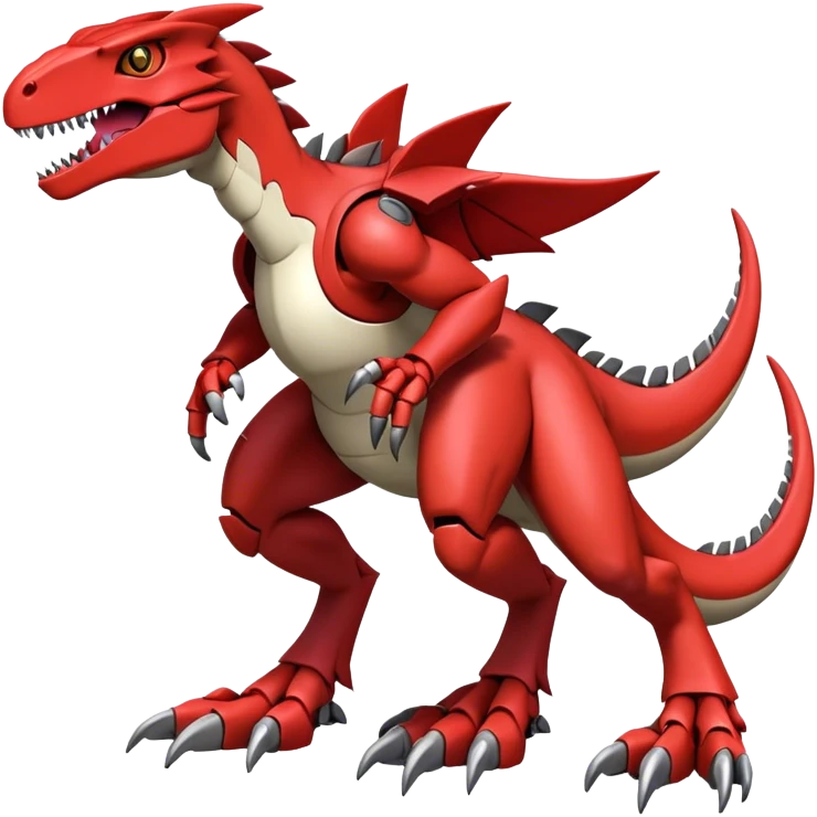  Cool Edgy Red Digimon-Fakemon-Guilmon-Velociraptor-Dragon-Mecha full body  emoji