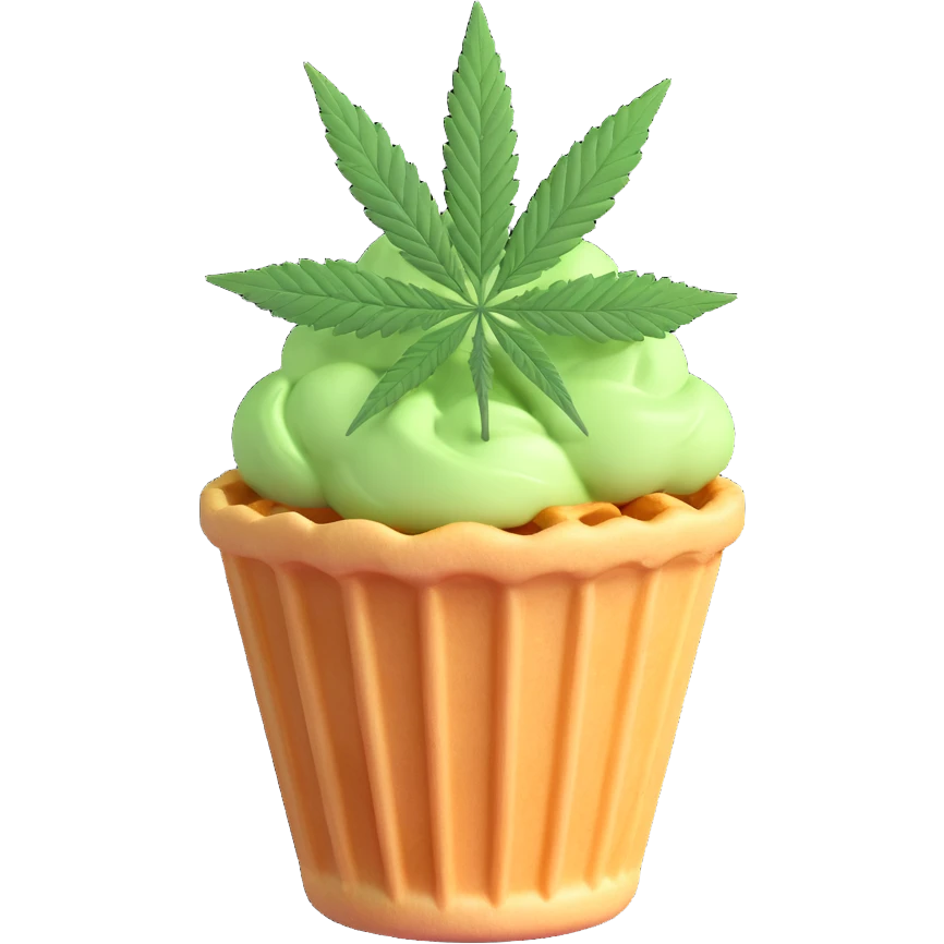 colorful gelato in a waffle cup with cannabis leaf emoji