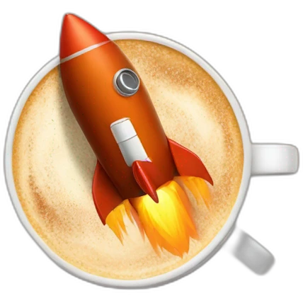 A rocket in a coffee emoji