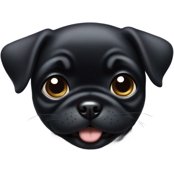 Tiny baby black pug smiling emoji