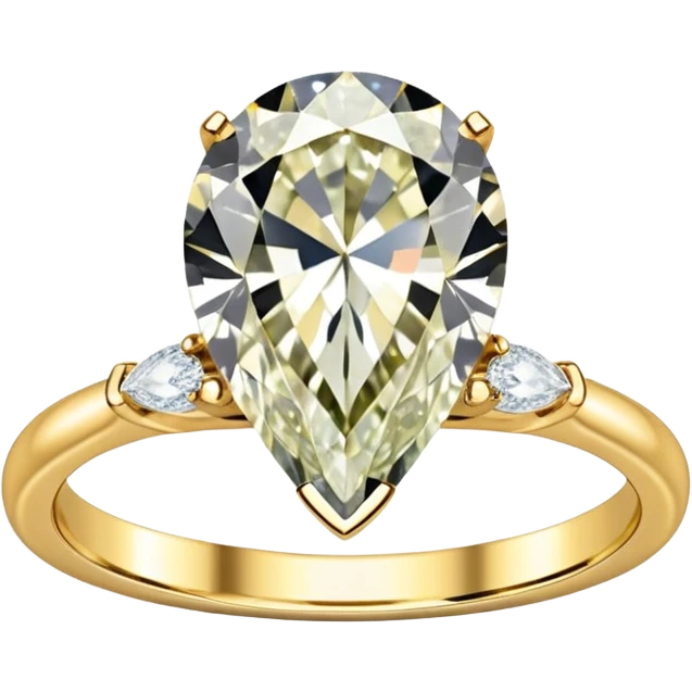 Pear cut engagement ring on a gold diamond band  emoji