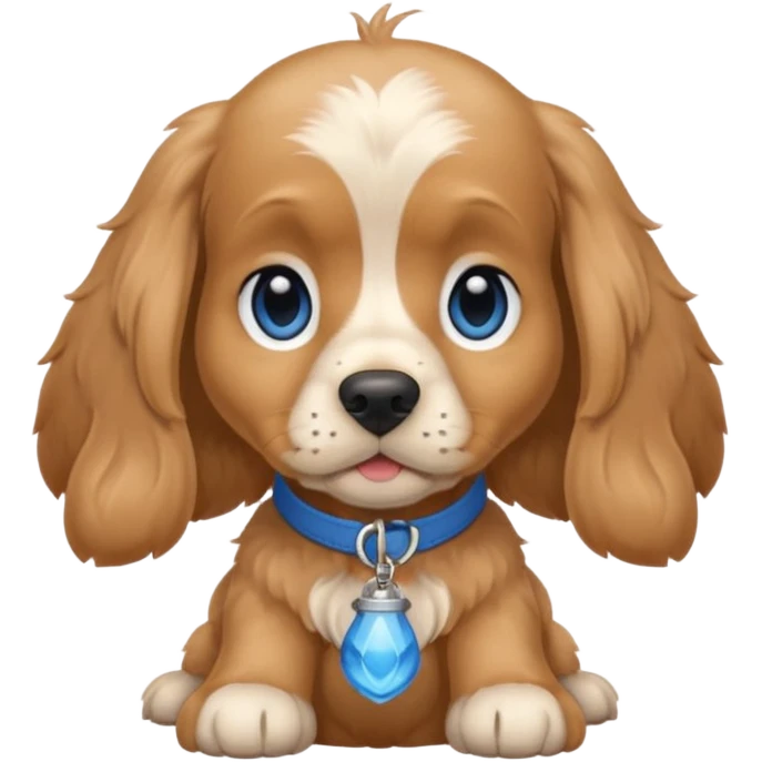 Very light tan Cocker spaniel with lighter snout and blue eyes emoji