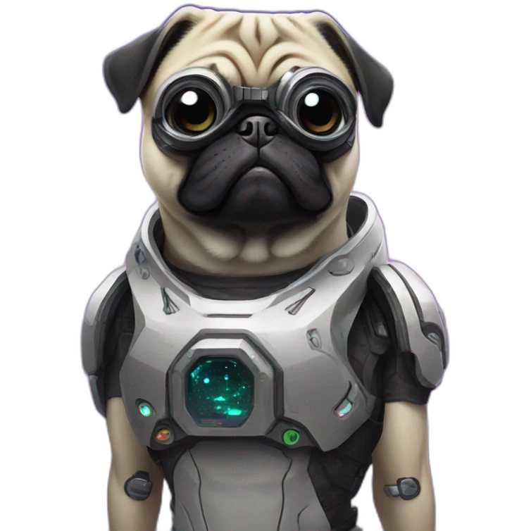 A pug in cyberpunk space emoji