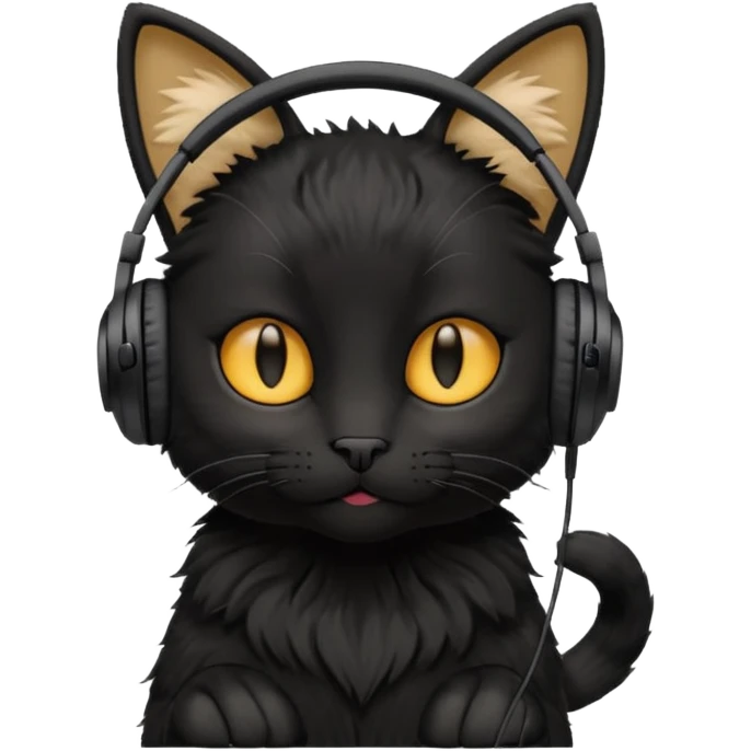 black cat wearing headphones emoji