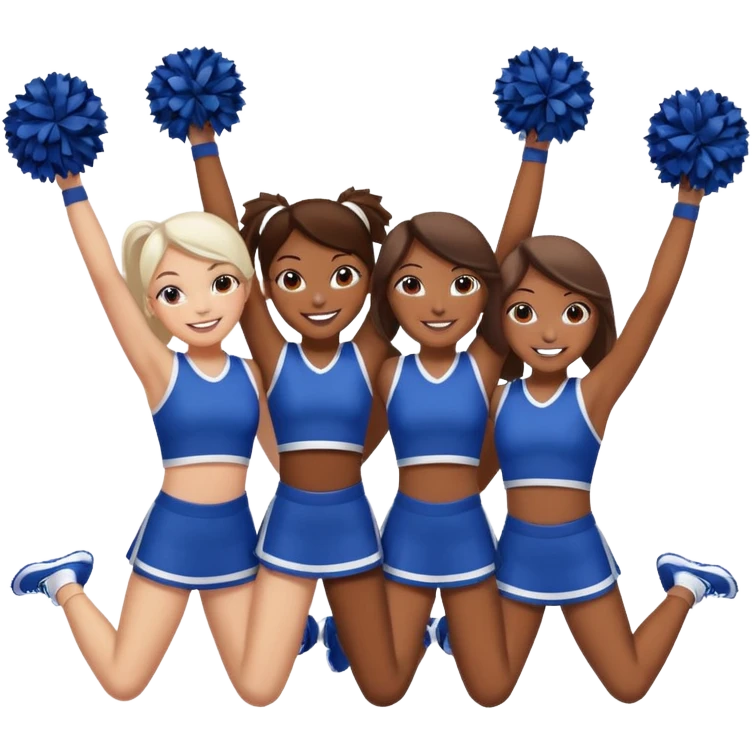 4 girls in a cheer stunt brown skin, white skin emoji